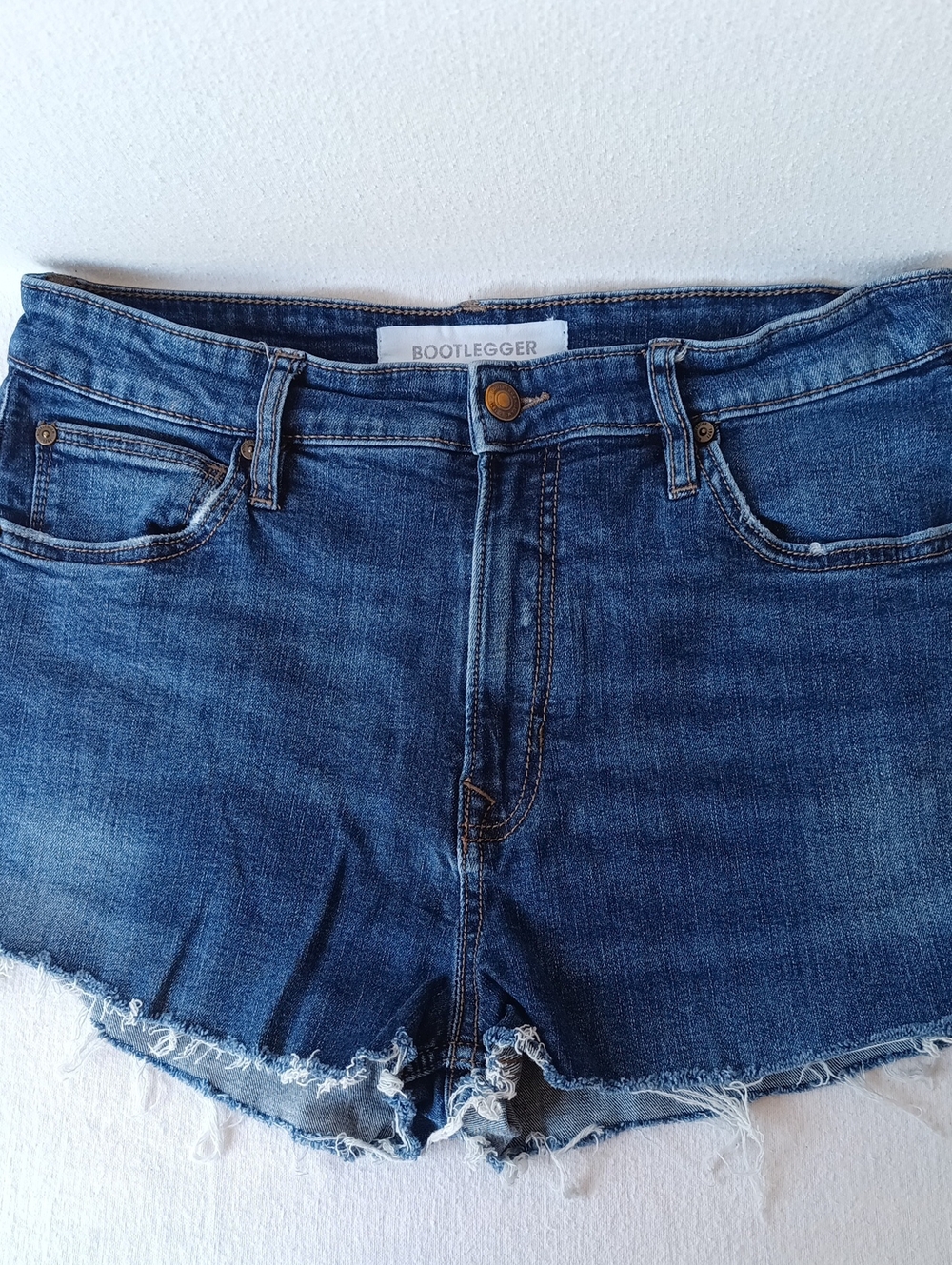 Bootlegger Women's Blue Distressed Denim Cutoff Shorts
